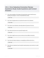 Ch 6 - Error Detection/Correction Review Questions Study Guide Questions and Correct Answers