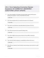 Ch 6 - Error Detection/Correction Review Questions 45 CORRECTLY ANSWERED QUESTIONS LATEST UPDATE