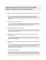 Wise Financial Literacy Practice Test Study Guide Questions and Correct Answers