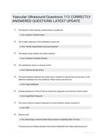 Vascular Ultrasound Questions 112 CORRECTLY ANSWERED QUESTIONS LATEST UPDATE