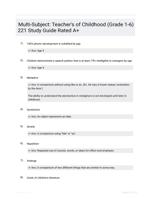 Multi-Subject: Teacher's of Childhood (Grade 1-6) 221 Study Guide Rated A+