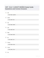 CST - ELA 1-6 ROOT WORDS Study Guide Questions and Correct Answers