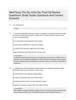 Med Surg, Pre-Op, Intra-Op, Post-Op Review Questions Study Guide Questions and Correct Answers