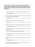 DHA clinical support staff protocols (CSSPs)- Pregnancy test CSSP |9 Questions| With Correct Answers.