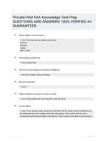 Private Pilot FAA Knowledge Test Prep QUESTIONS AND ANSWERS 100% VERIFIED A+ GUARANTEED