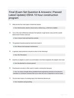 Final (Exam Set Question & Answers | Passed Latest  Update) OSHA 10 hour construction program