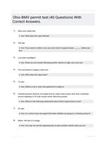 Ohio BMV permit test |40 Questions| With Correct Answers.