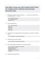 Ohio BMV Temps test 2023 EXAM QUESTIONS (47 TERMS) WITH VERIFIED DEFINITIONS UPDATED 2024