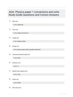 AQA- Physics paper 1 conversions and units Study Guide Questions and Correct Answers