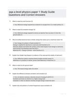 aqa a level physics paper 1 Study Guide Questions and Correct Answers