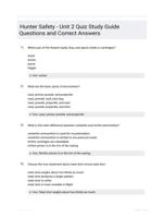 Hunter Safety - Unit 2 Quiz Study Guide Questions and Correct Answers