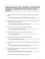 Alabama Boaters Test - (Boat-Ed) - online test 58 CORRECTLY ANSWERED QUESTIONS LATEST UPDATE