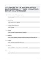 ITEC Skincare and Eye Treatments Revision EXAM QUESTIONS (51 TERMS) WITH VERIFIED DEFINITIONS UPDATED 2024