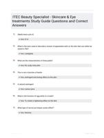 ITEC Beauty Specialist - Skincare & Eye treatments Study Guide Questions and Correct Answers