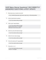 IHOP Menu (Server Questions) 108 CORRECTLY ANSWERED QUESTIONS LATEST UPDATE