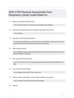 NUR 2180 Physical Assessment Quiz Respiratory Study Guide Rated A+