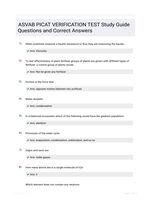 ASVAB PICAT VERIFICATION TEST Study Guide Questions and Correct Answers