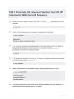 CSLB Concrete C8 License Practice Test #2 |81 Questions| With Correct Answers.