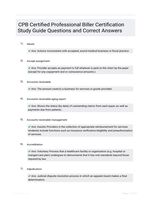 CPB Certified Professional Biller Certification Study Guide Questions and Correct Answers