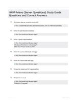 IHOP Menu (Server Questions) Study Guide Questions and Correct Answers