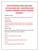 EFDA ENTRANCE EXAM 2024-2025  ACTUAL EXAM 200 + QUESTIONS AND  CORRECT ANSWERS LATEST VERSION  VOLUME 1