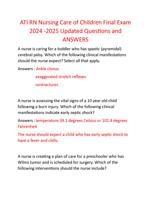 ATI RN Nursing Care of Children Final Exam  2024 -2025 Updated Questions and  ANSWERS