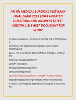 ATI RN MEDICAL SURGICAL TEST BANK  FINAL EXAM 2023 2024  QUESTIONS AND ANSWERS LATEST  VERSION1 & 2 BEST DOCUMENT FOR  STUDY