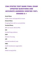 CNA STATES TEST BANK FINAL EXAM  UPDATED QUESTIONS AND  ACCURATE ANSWERS VERIFIED 100%  GRADED A +