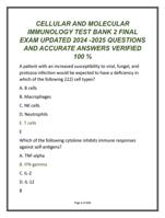 CELLULAR AND MOLECULAR  IMMUNOLOGY TEST BANK 2 FINAL  EXAM UPDATED 2024 -2025 QUESTIONS  AND ACCURATE ANSWERS VERIFIED  100 %