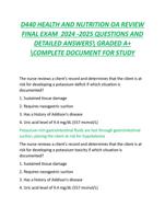 D440 HEALTH AND NUTRITION OA REVIEW  FINAL EXAM 2024 -2025 QUESTIONS AND  DETAILED ANSWERS GRADED A+  