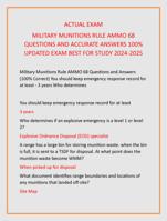 ACTUAL EXAM  MILITARY MUNITIONS RULE AMMO 68  QUESTIONS AND ACCURATE ANSWERS 100%  UPDATED EXAM BEST FOR STUDY 2024-2025