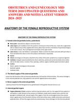 OBSTETRICS AND GYNECOLOGY MID TERM 2018 UPDATED QUESTIONS AND  ANSWERS AND NOTES LATEST VERSION  2024 -2025