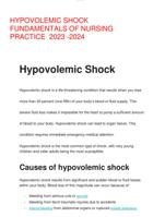 HYPOVOLEMIC SHOCK  FUNDAMENTALS OF NURSING  PRACTICE 2023 -2024