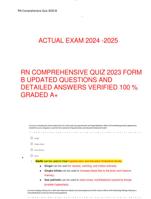 RN COMPREHENSIVE QUIZ 2023 FORM  B UPDATED QUESTIONS AND  DETAILED ANSWERS VERIFIED 100 %  GRADED A+