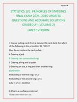 STATISTICS 101: PRINCIPLES OF STATISTICS  FINAL EXAM 2024 -2025 UPDATED  QUESTIONS AND ACCURATE SOLUTIONS  GRADED A+ V2