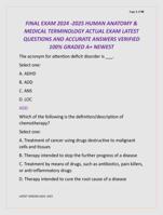 FINAL EXAM 2024 -2025 HUMAN ANATOMY &  MEDICAL TERMINOLOGY ACTUAL EXAM LATEST  QUESTIONS AND ACCURATE ANSWERS VERIFIED  100%