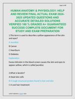 HUMAN ANATOMY & PHYSIOLOGY: HELP  AND REVIEW FINAL ACTUAL EXAM 2024- 2025 UPDATED QUESTIONS AND  ACCURATE DETAILED SOLUTIONS