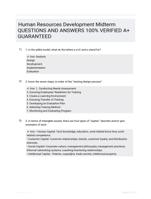 Human Resources Development Midterm QUESTIONS AND ANSWERS 100% VERIFIED A+ GUARANTEED