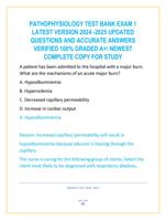 PATHOPHYSIOLOGY TEST BANK EXAM 1  LATEST VERSION 2024 -2025 UPDATED  QUESTIONS AND ACCURATE ANSWERS  VERIFIED 100% GRADED A+