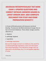 ADVANCED PATHOPHYSIOLOGY TEST BANK  EXAM 1 UPDATED QUESTIONS AND  CORRECT DETAILED ANSWERS GRADED A+  LATEST VERSION 2