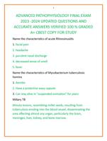 ADVANCED PATHOPHYSIOLOGY FINAL EXAM  2023 -2024 UPDATED QUESTIONS AND  ACCURATE ANSWERS VERIFIED 100 % GRADED  A+ CBEST COPY