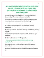 ATI -RN COMPREHENSIVE PREDICTOR 2023 -2024  ACTUAL EXAM UPDATED QUESTIONS AND  SOLUTIONS VERIFIED EXAM STUDY MATERIAL  100%