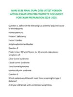 NURS 6531 FINAL EXAM 2020 LATEST VERSION  ACTUAL EXAM UPDATED COMPLETE DOCUMENT  FOR EXAM PREPARATION 2024 -2025