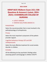 NRNP 6635 Midterm Exam (V2) (100  Questions & Answers) (Latest, 2024- 2025): CHAMBERLAIN COLLEGE OF  NURSING