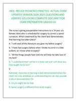 HESI -NECLEX PEDIATRICS PRACTICE- ACTUAL EXAM  UPDATED VERSION 2024-2025 QUESTIONS AND  VERIFIED SOLUTIONS COMPLETE EXAM