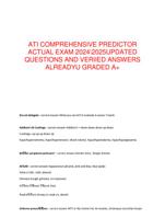 ATI COMPREHENSIVE PREDICTOR  ACTUAL EXAM 20242025UPDATED  QUESTIONS AND VERIIED ANSWERS  ALREADYU GRADED A+