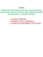 NRNP 6645 MIDTERM EXAM 2024 -2025 UPDATED  QUESTIONS AND ACCURATE SOLUTIONS VERIFIED  100 GRADED A+ NEWEST PAPER!!