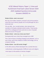 GCSE Edexcel History: Paper 1, Crime and  Punishment Final Exam Latest Version 2024  -2025 Updated Questions & ANSWERS