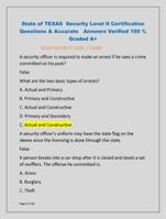 State of TEXAS Security Level II Certification  Questions & Accurate Answers Verified 100 %  Graded A+