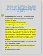 MENTAL HEALTH MH707 ACTUAL EXAM  UPDATED 2024 -2025 LATEST QUESTIONS  AND ACCURATE ANSWERS VERIFIED 100 %  GRADED A+